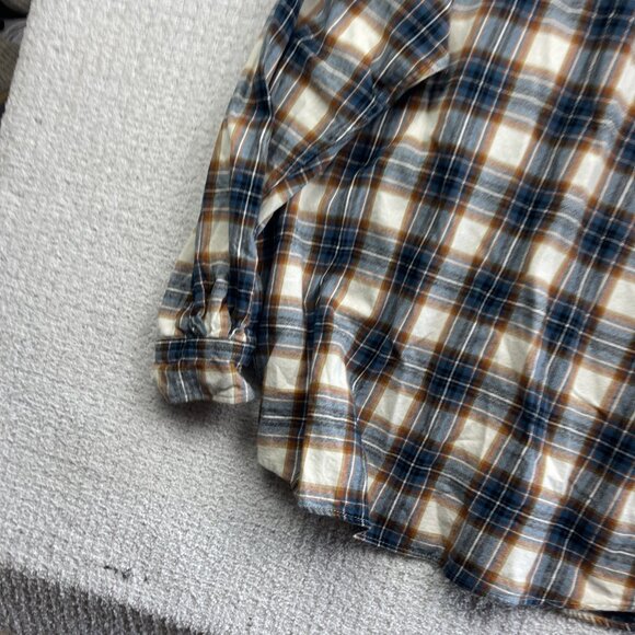 Red Head Brand Co Flannel Shirt Mens XL Plaid Blue / White Long Sleeve Button - Picture 12 of 14